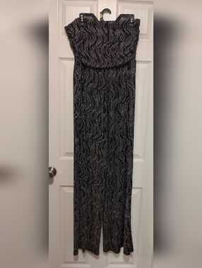 Fashion Nova Black Sequin Strapless Jumpsuit